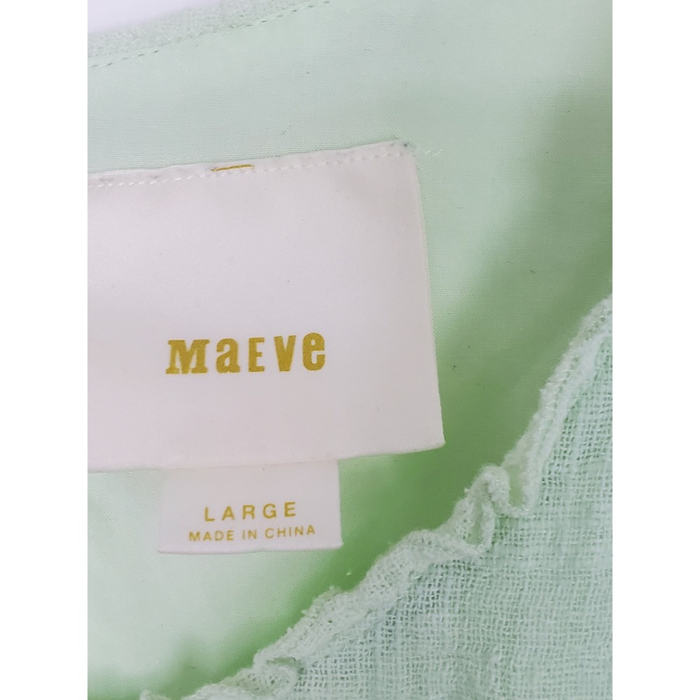 Maeve Anthropologie Blouse Green Ruffle Flutter Sleeve Peplum Boho Large - Picture 7 of 9